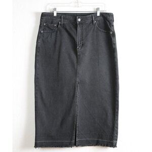 GAP Black Wash High Rise Denim Midi Skirt